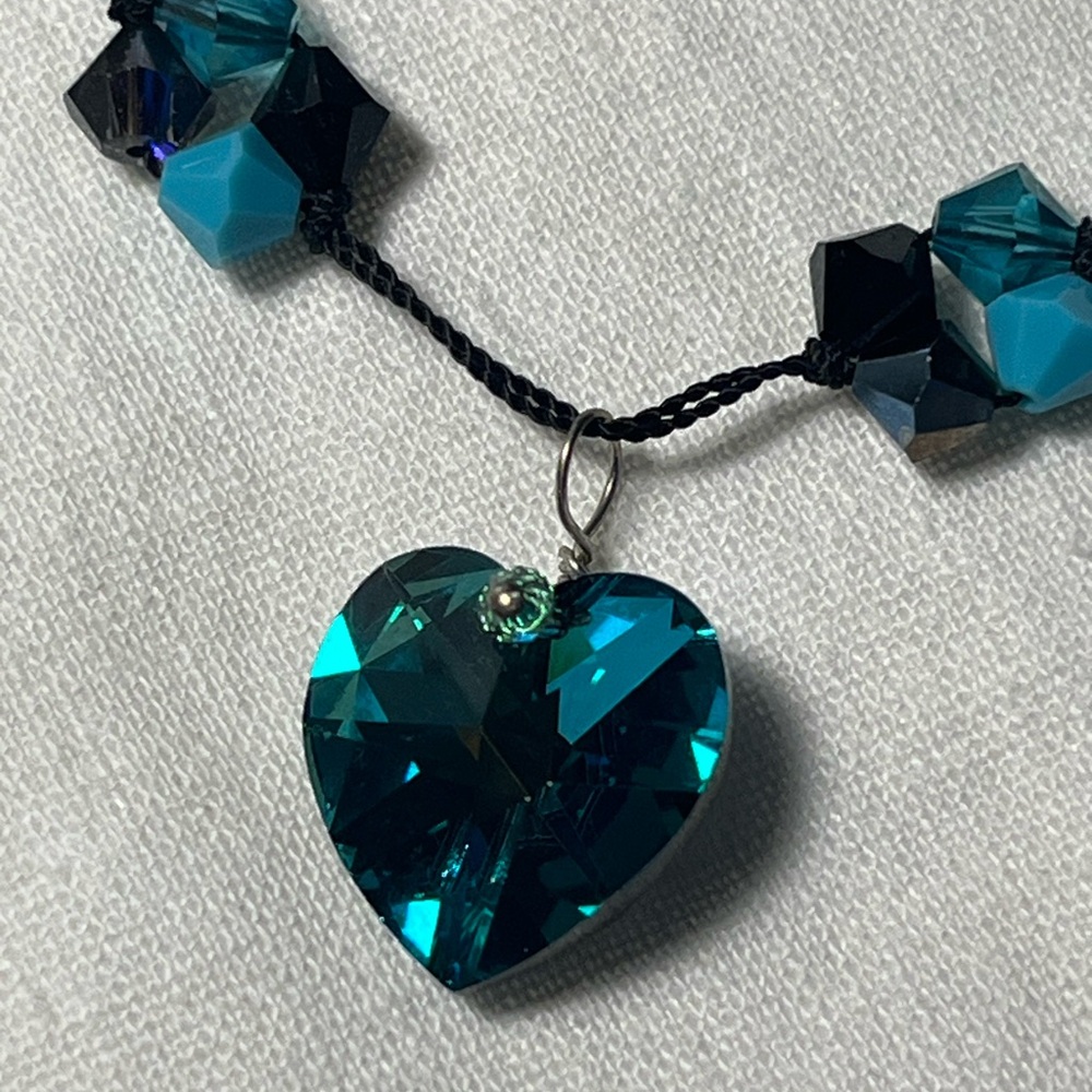 Swarovski Crystal Black AB and Turquoise Hand-knotted Choker